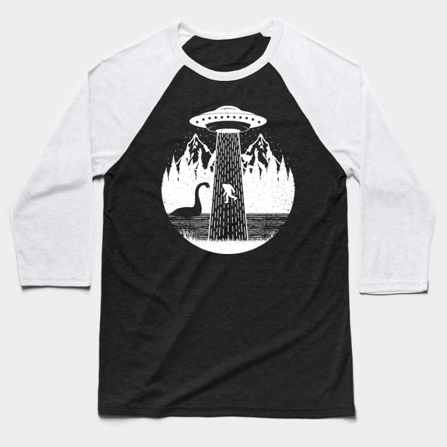 Bigfoot Ufo Abductees Baseball T-Shirt by Tesszero